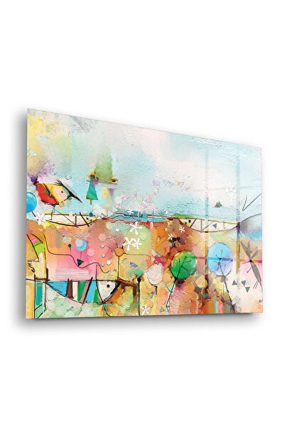 Decovetro Γυάλινος πίνακας ζωγραφικής με ακουαρέλα με πολύχρωμα σχέδια