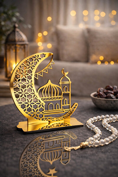 vera dizayn lazer kesim ve markalama Ahşap Tabanlı Pleksi Ay Camii Dekoru Ram...