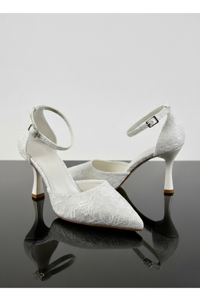 Felisya Butik Pantofi de mireasa cu detaliu din dantela 8,5 cm FelisyaButik