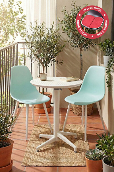 VİLİNZE Tilia Plastik Bahçe Balkon Bistro Seti Katlanır Masa 60*60 cm