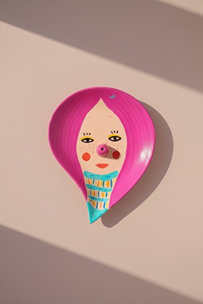 ARİENEL El Yapımı Seramik Tütsülük | Pembe Saçlı Kadın | Çok Renkli | Unique ...