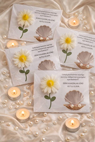 MyGift 8 Mart kadınlar günü hediyesi kartlı mum ve küpe 1 adet