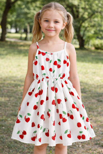 ALLYA MİNİ DRESS Kiraz Desenli Smok Elbise