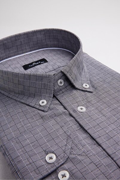 Tudors Bavlněná pánská košile s dlouhým rukávem a knoflíkovým límcem plus vel...