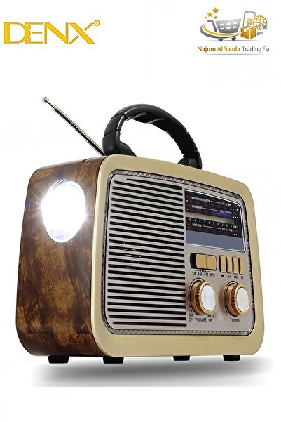 Denx راديو هاي فاي محمول بثلاث قنوات FM - AM - SW، بلوتوث، مدخل AUX، بطاقة TF...