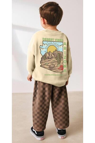 Monila طقم سروال جوجر من القماش ذو مطبوع خيوط للأولاد من Altüst