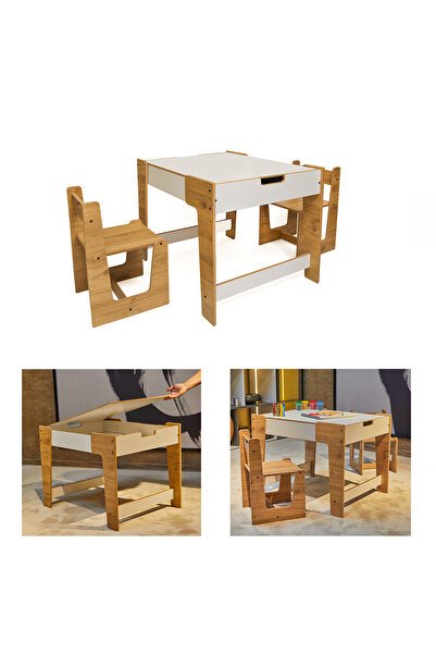 Minera Anka 0-6 Yaş Ahşap Montessori Aktivite Oyun ve Çalışma Masa Sandalye S...