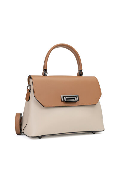 Posete Fagaras Poseta Piele Alana - Bej Coniac, 2 Compartimente, 4 Buzunare, ...