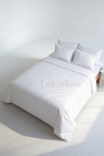 Lotusline Домашній однотонний білий розкішний бавовняний підодіяльник Комплек...