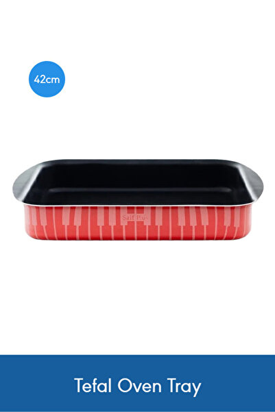 Saif Plus Teflon Oven Tray 42 cm Rectangular – Red Durable Non-Stick Design f...