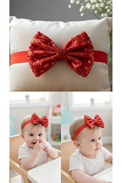 ALLYA MİNİ DRESS Kız Çocuk Payetli Fiyonklu Lastikli Saç Bandanası