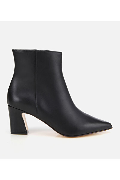 Hotiç Kadın Deri Siyah Sivri Burunlu Bilekte Topuklu Bot
