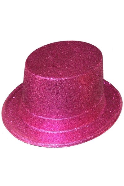 Pandoli Partidolu Pembe Renk Uzun Plastik Melon Parti Şapkası Simli