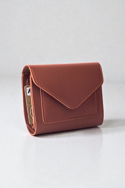 dericom إكسسوار حامل بطاقات محفظة بني أنيق من الجلد الناعم للنساء مع مشابك وسحاب