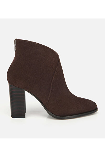 Hotiç Kadın Süet Deri Kahverengi Bilek Detaylı Topuklu Bot