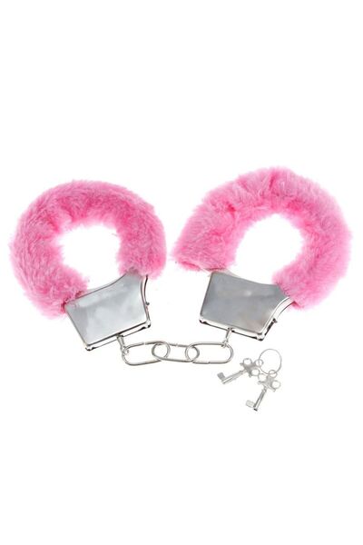 partidolu Halloween Oyun Amaçlı Anahtarlı Pembe Renk Peluş Kaplama Metal Kelepçe