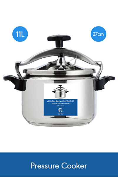 Saif Plus طنجرة ضغط من الفولاذ المقاوم للصدأ سعة 11 لترًا - 27 سم، لون فضي، م...