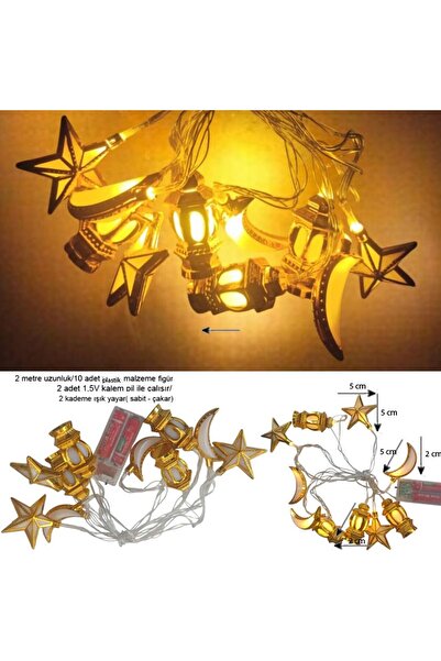 partidolu Ramazan Temalı Gün Işığı Renk 10 Plastik Ampullü Ay Hilal Fener Şek...