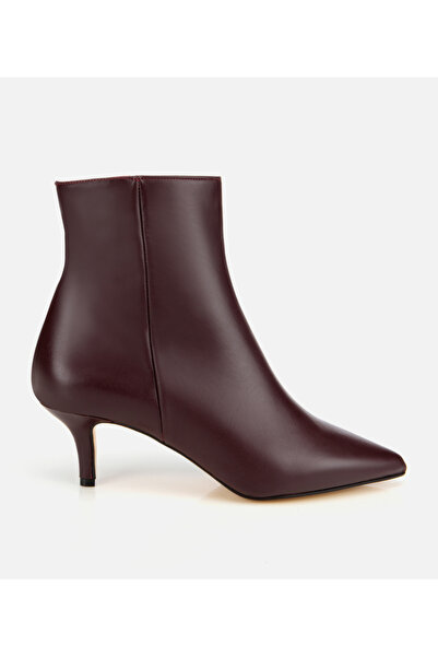 Hotiç Kadın Deri Bordo Yarım Topuklu Bot