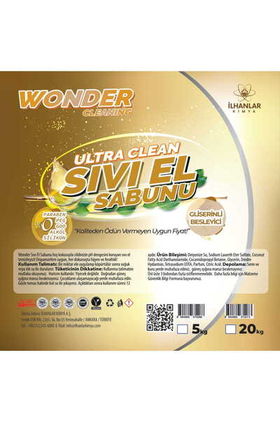 Wonder Cleaning Sıvı El Sabunu Doğal Zeytinyağlı 20 Kg