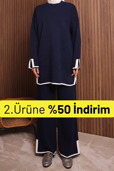 Balenbi Women's Oversized Tight Knit Slit Hijab Knitwear Set 1146