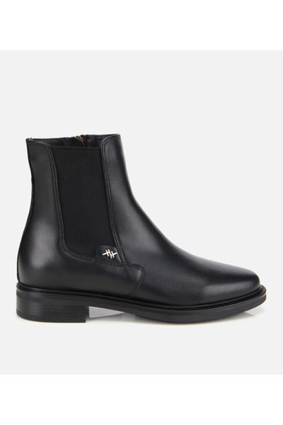 Hotiç Kadın Deri Siyah Lastik Detaylı Bilekte Düz Bot