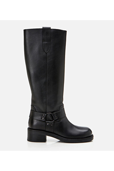 Hotiç Kadın Deri Siyah Çizme