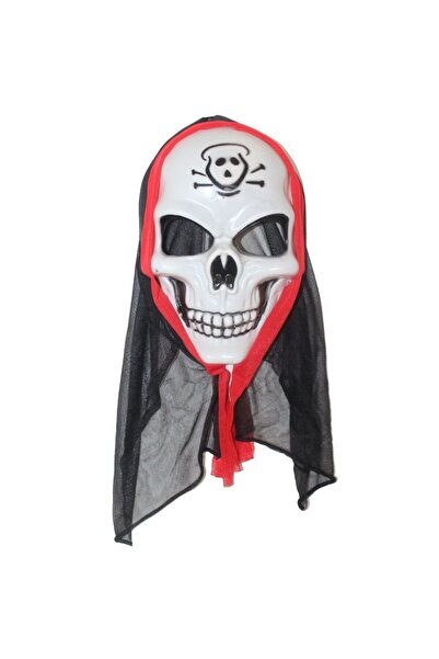 partidolu Kapüşonlu İskelet Kurukafa Şekilli Halloween Maskesi