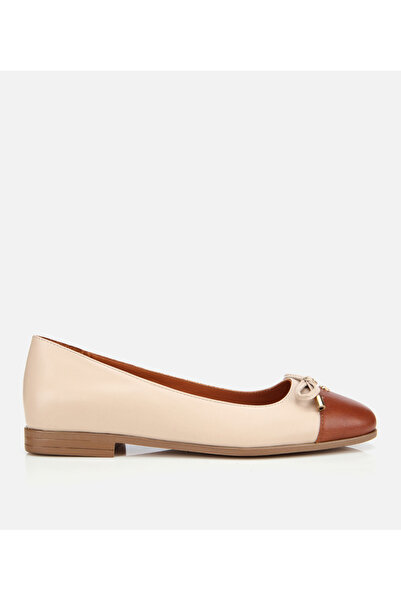 Hotiç Kadın Deri Taba Fiyonk Detaylı Babet