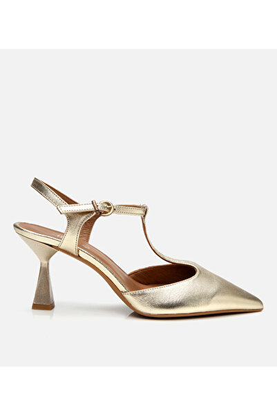 Hotiç Kadın Deri Gold İnce Topuklu Stiletto