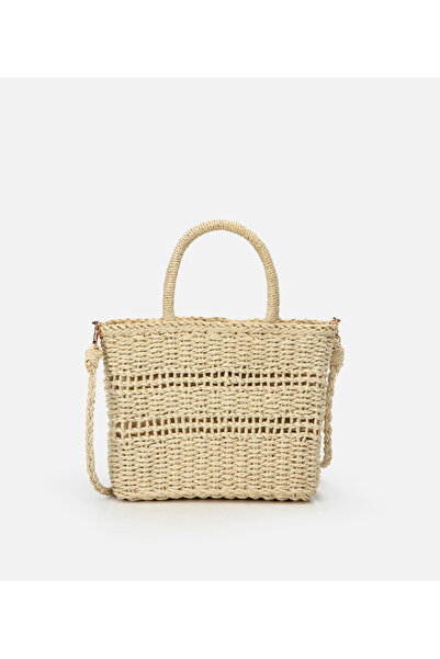 Hotiç Kadın Hasır Bej Omuz Çantası