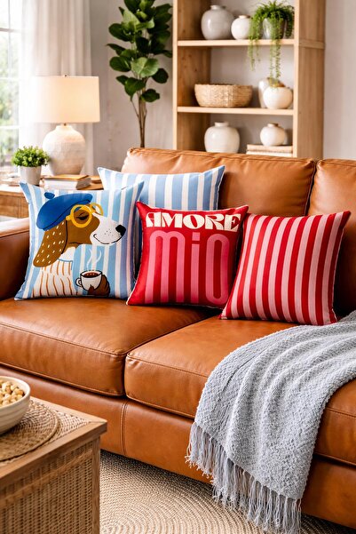 Arancione Co . Çift Tarafı Baskılı 4’lü Kırlent Kılıfı 6AOD2