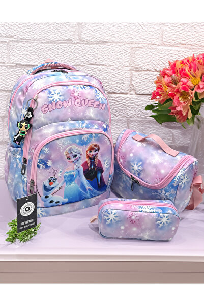 Bevitton İlk Okul Çantası Mavi-Pembe 3'lü Takım ilkokul Çantası Karakter Dese...