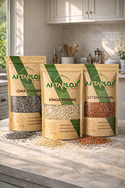aktarloji 3 lü Gurme Set : 100 gr Chia Tohumu + 100 gr Kinoa Tohumu + 100 gr ...