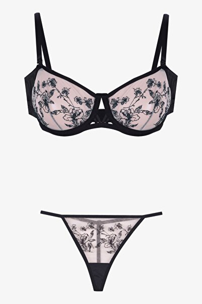 koza iç giyim Set sutien brodat negru pentru femei