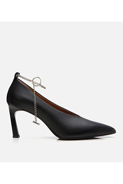 Hotiç Kadın Deri Siyah Zincir Detaylı Stiletto
