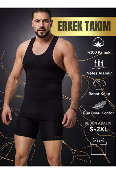 Mercan Erkek Siyah Takım Özel Kutuda Uzun Kesim Boxer Sporcu Atlet