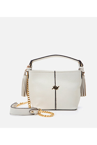 Hotiç Kadın Deri Ekru Mini (Çapraz) Çanta