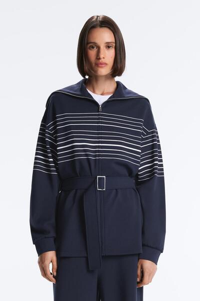 Oysho Long sailor stripe jacket with soft-touch modal