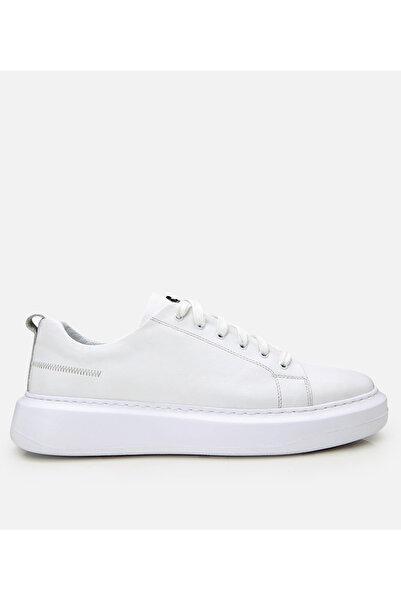 Hotiç Erkek Deri Beyaz Rahat Tabanlı Spor Ayakkabı