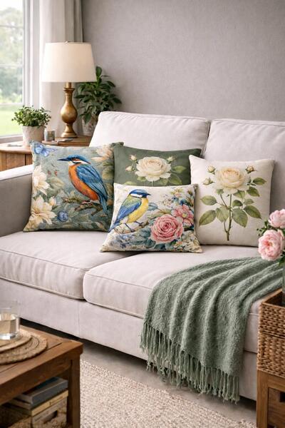 Arancione Co . Husă de pernă decorativă cu imprimeu pe două fețe, set de 4 bu...