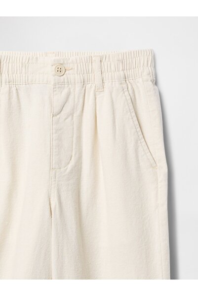 GAP Erkek Çocuk Kırık Beyaz Keten Karışımlı Pantolon