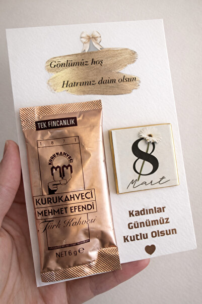Mapel Hediyelik 8 Adet 8 Mart Dunya Kadinlar Gunu Karti, Kahve Cikolata, Ozel...