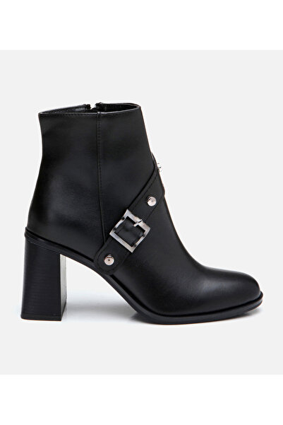 Hotiç Kadın Siyah Tokalı Topuklu Bot