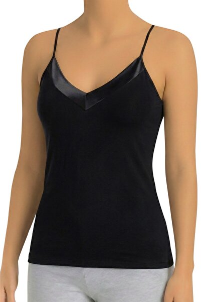 Öts Жіночий атлетський топ з атласним коміром і шнурками (%90 віскоза - %10 е...