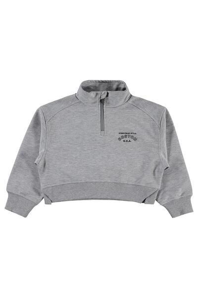 Mışıl Детски комплект спортен екип с половин цип - сив, 10-11 години