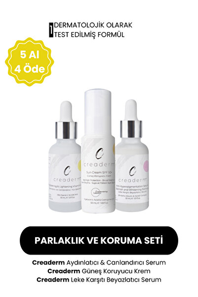 CREADERM Parlaklık ve Koruma Seti (Aydınlatıcı & Leke Karşıtı Beyazlatıcı Ser...
