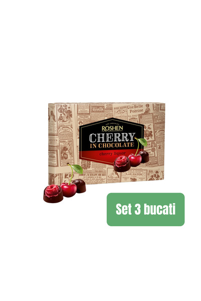 Roshen SET 3 BUCĂȚI - CIOCOLATE "ROSHEN" CU CIREȘE ÎN SUC DE CIREȘE 155g /10 buc