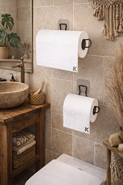 Home Stuff حامل مناشف لاصق سحري للزينة وحامل ورق التواليت، أنيق للحمام والمطب...