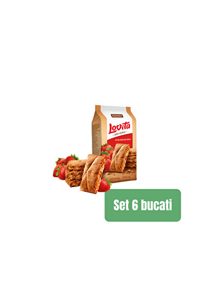 Roshen SET 6 BUCĂȚI - BISCUIT LOVITA CU UMPLUTURĂ DE CĂPȘUNI (33%) 168g /16 b...